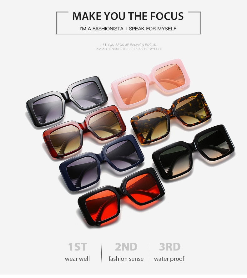 Oversized Square Retro Gradient Sunglasses