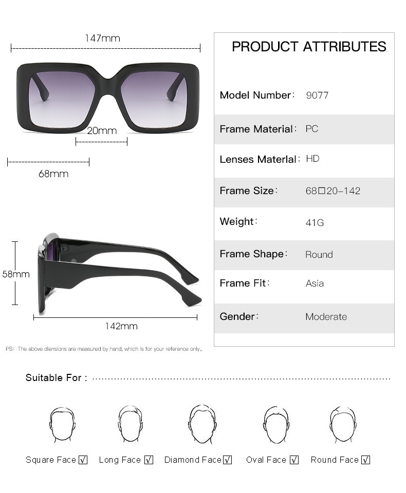 Oversized Square Retro Gradient Sunglasses