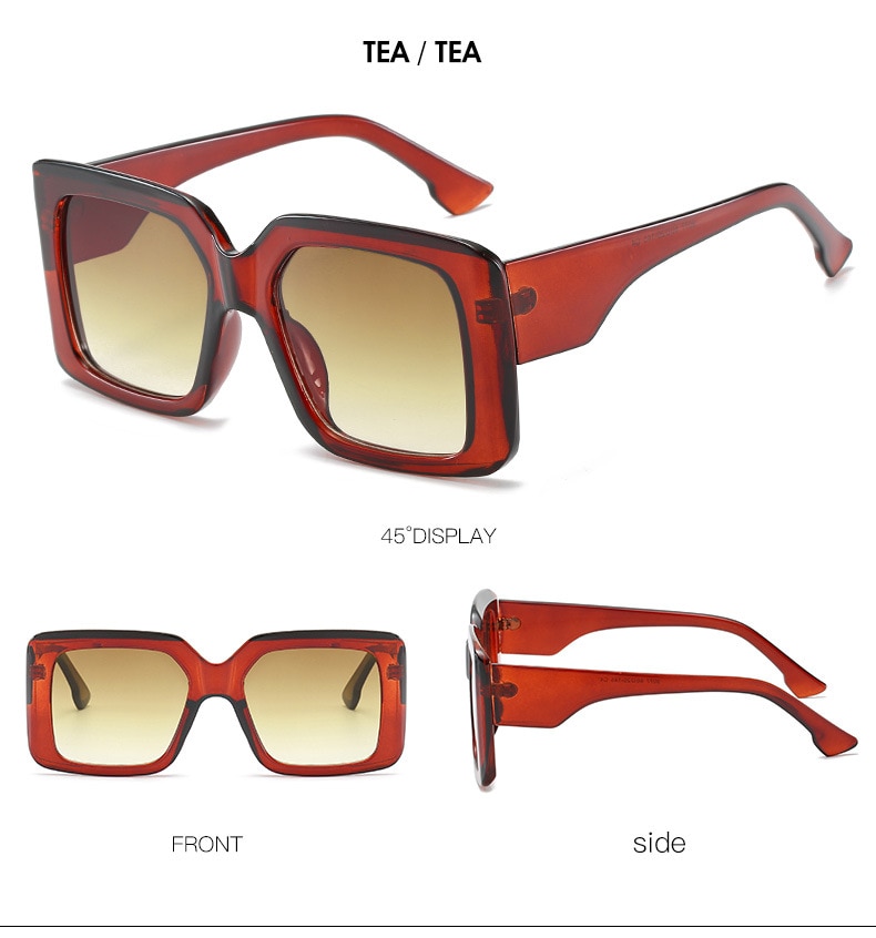 Oversized Square Retro Gradient Sunglasses