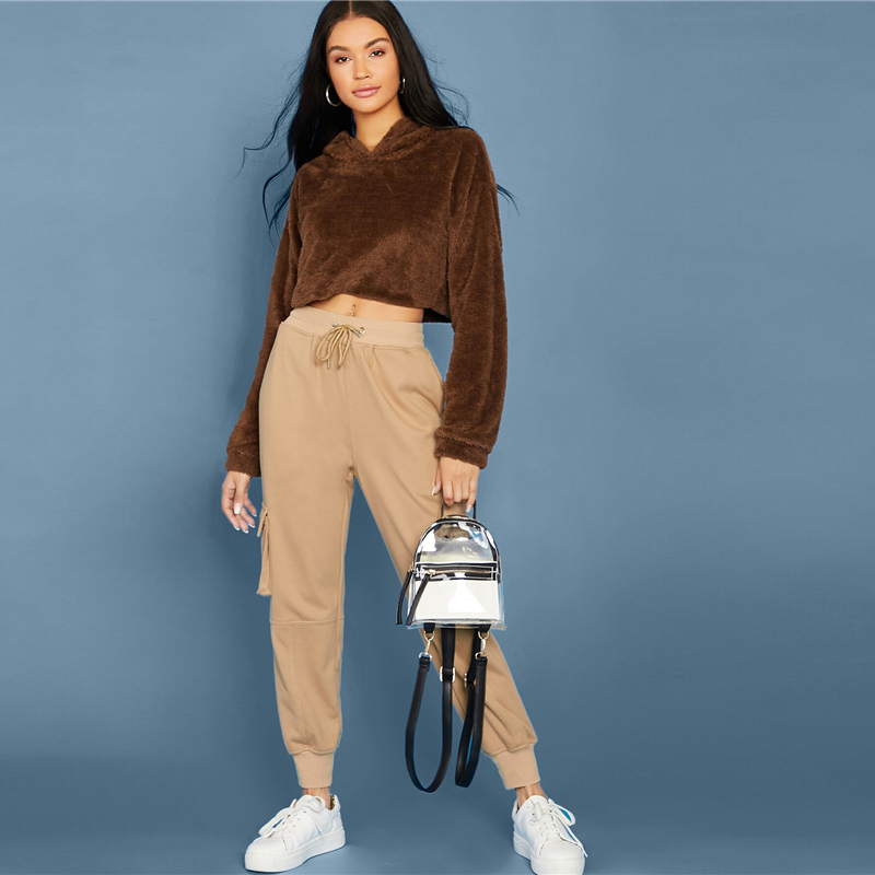 Women's Solid Crop Hoodie