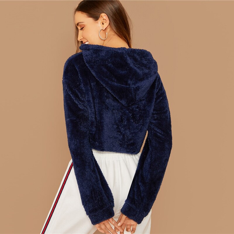 Women's Solid Crop Hoodie