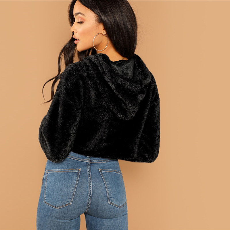 Women's Solid Crop Hoodie