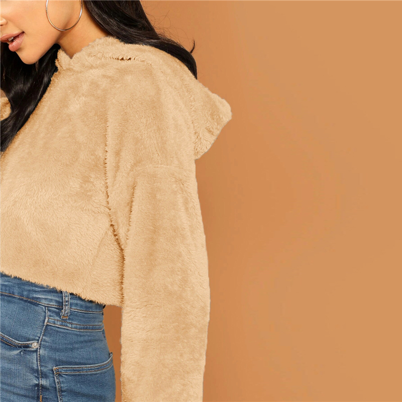 Women's Solid Crop Hoodie