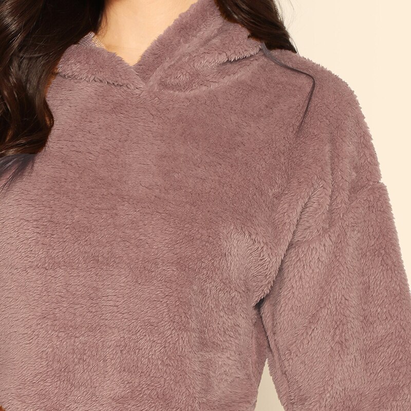 Women's Solid Crop Hoodie