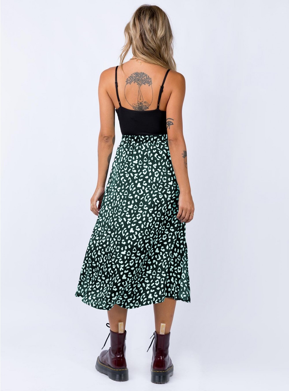 Leopard Printed Split Skirt