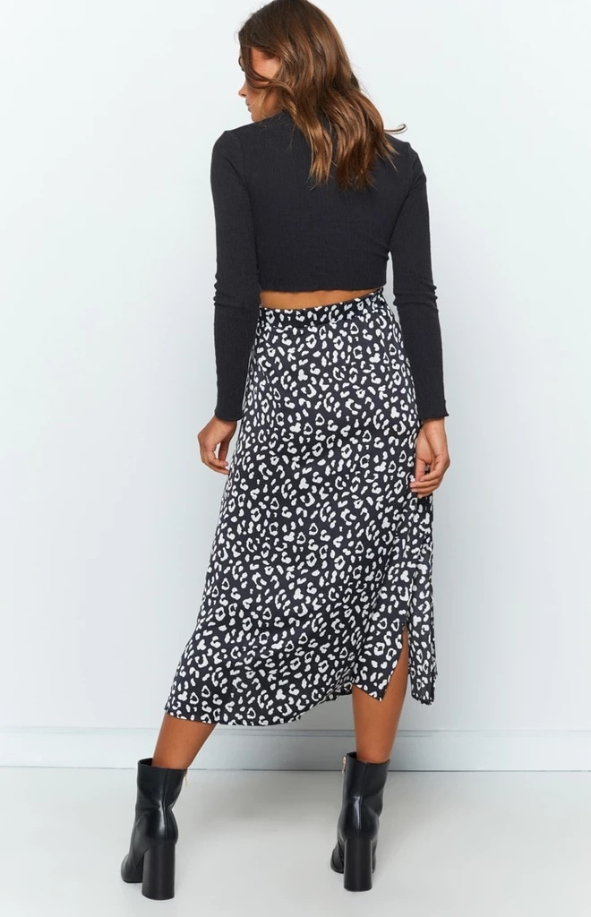 Leopard Printed Split Skirt