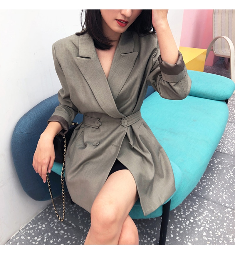 Women's Loose Fit Green Blazer