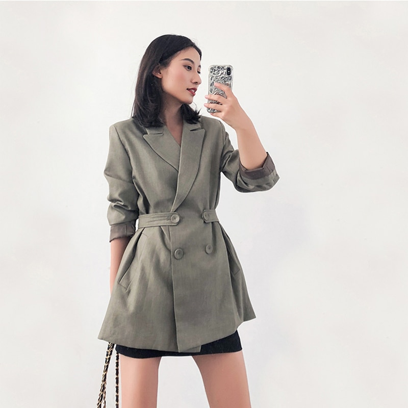Women's Loose Fit Green Blazer