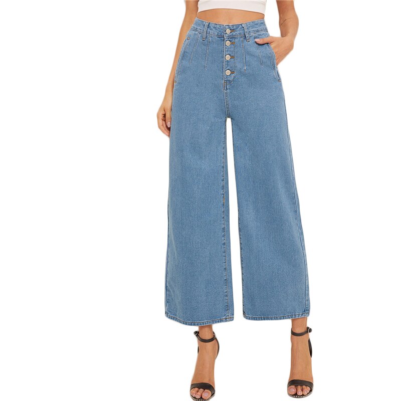 Women's High Waisted Culottes Jeans