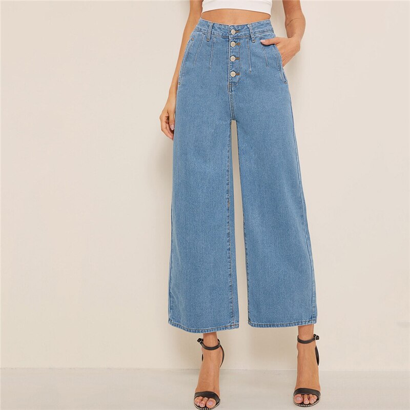 Women's High Waisted Culottes Jeans