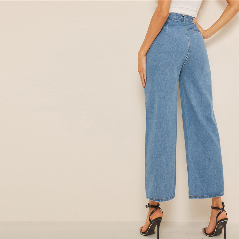 Women's High Waisted Culottes Jeans