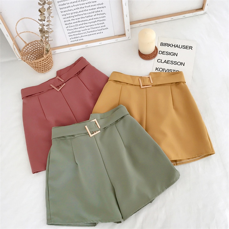 Women's Solid High Waist Shorts