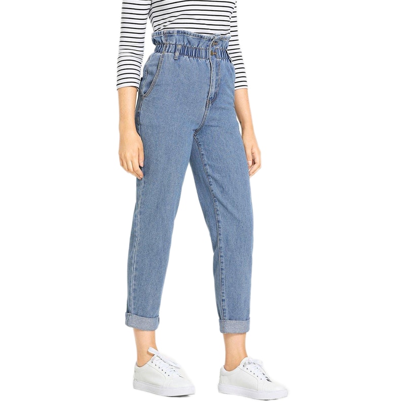Women's High Waist Rolled Jeans