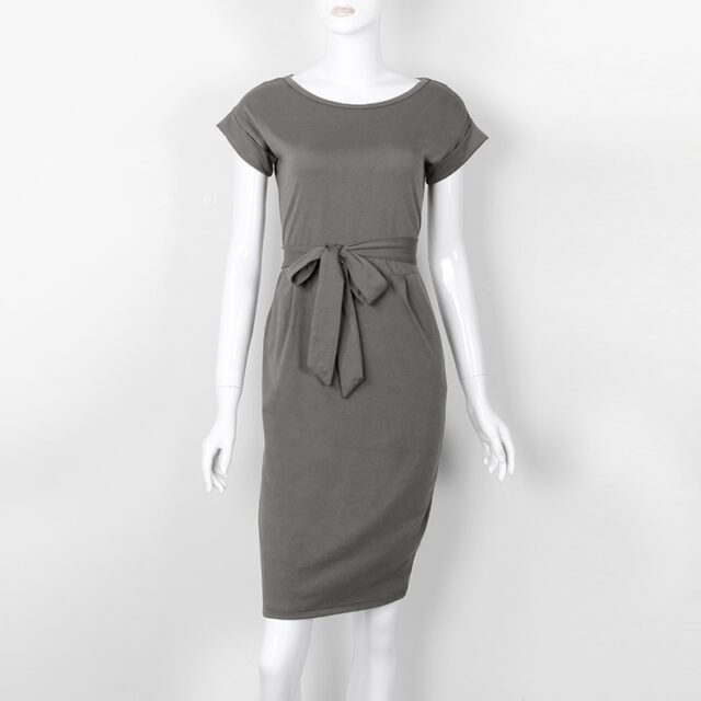 Dark Grey Casual One Piece Dress Knee Length for Women main image 0