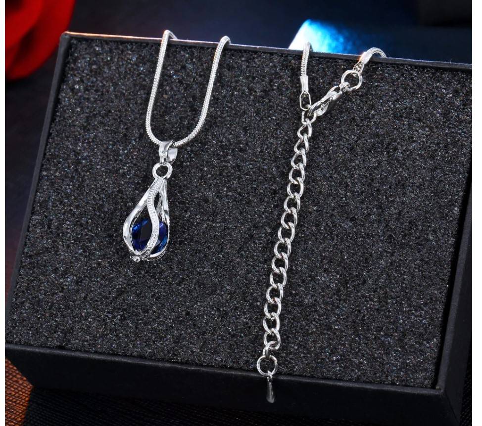 Women's Silver Drop Necklace and Earrings Set