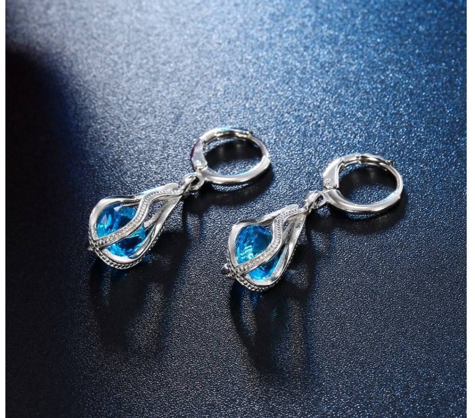 Women's Silver Drop Necklace and Earrings Set