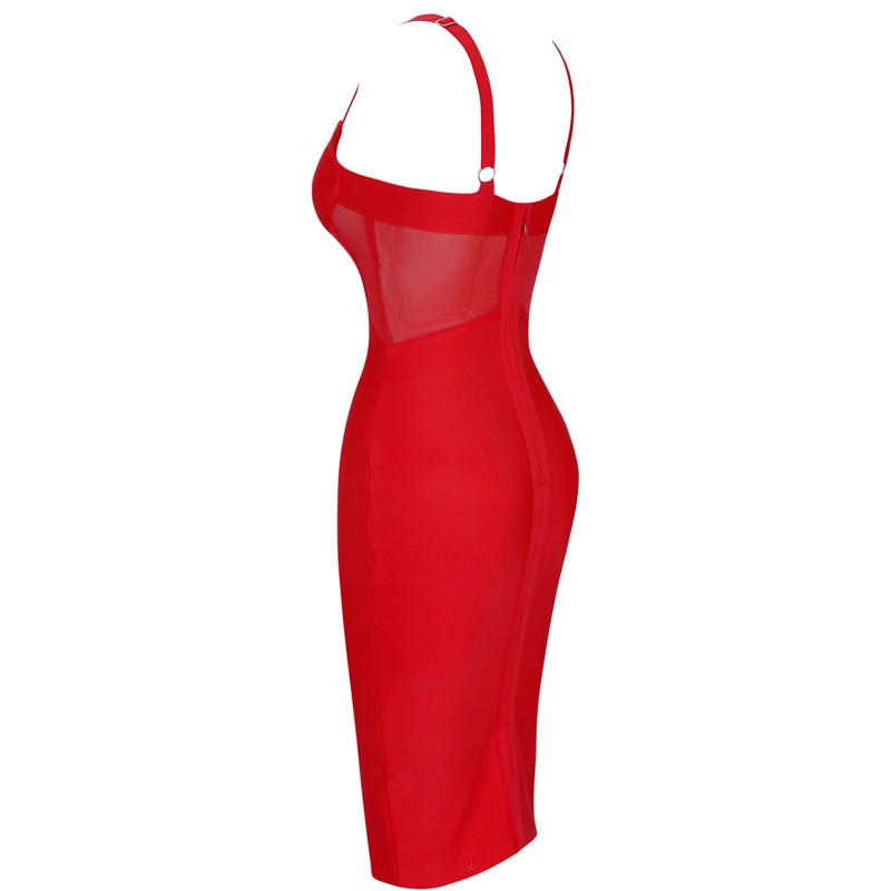 Sexy Women's Bodycon Dress with Mesh Detail