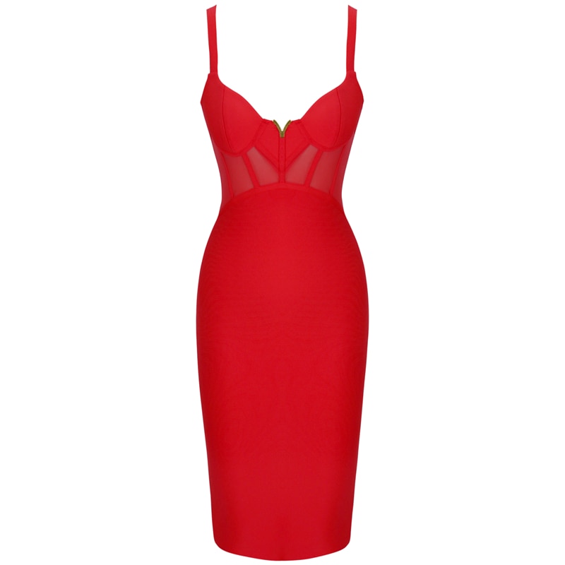 Sexy Women's Bodycon Dress with Mesh Detail