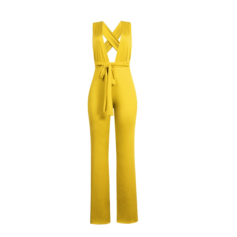 Women's Sexy Wide Leg Solid Jumpsuits