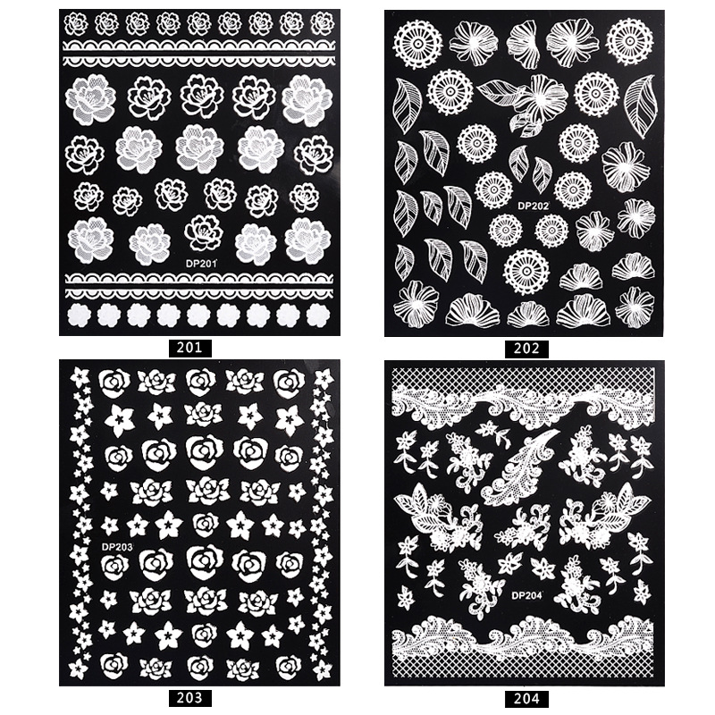 White Flowers Nail Stickers