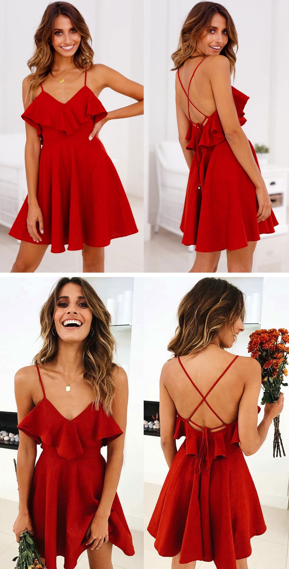 Women's Summer Ruffled Backless Dress