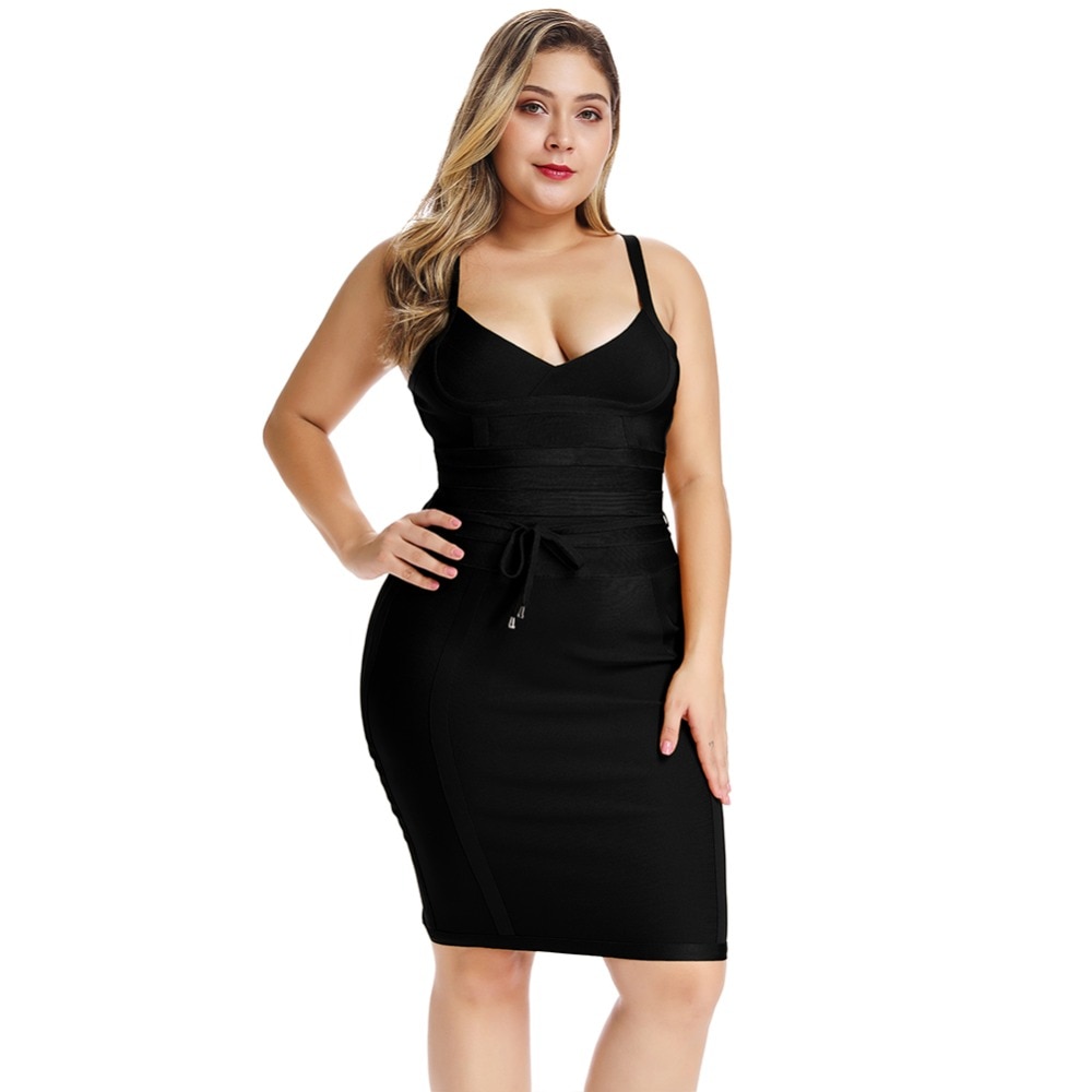Women's Plus Size Mini Black Dress