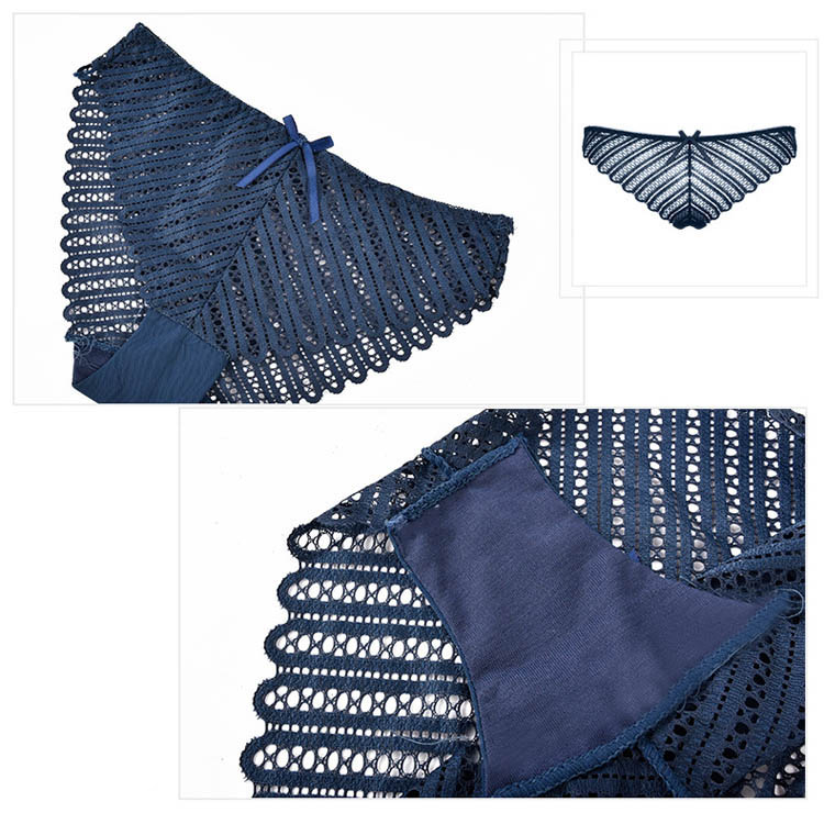 French Lace Front Closure Bra with Panties Set for Women