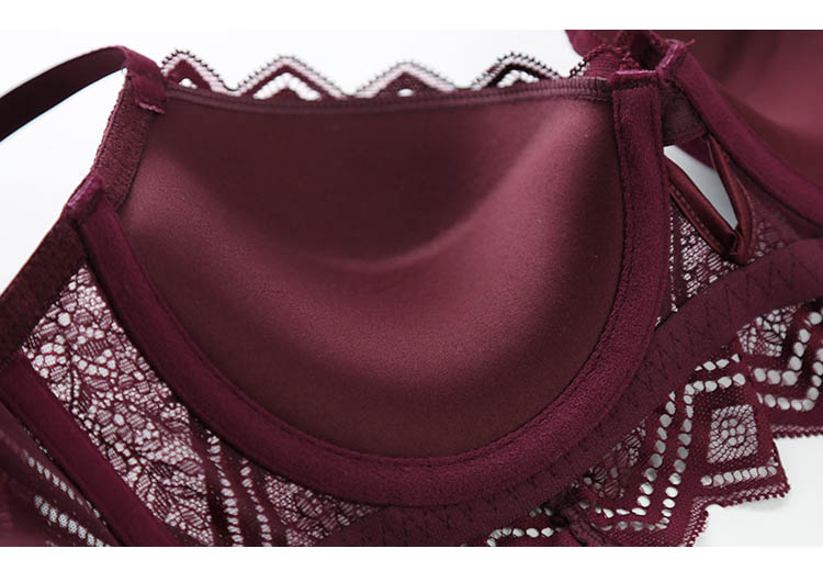 Hollow Lace Push-up Bra and Panty Set for Women