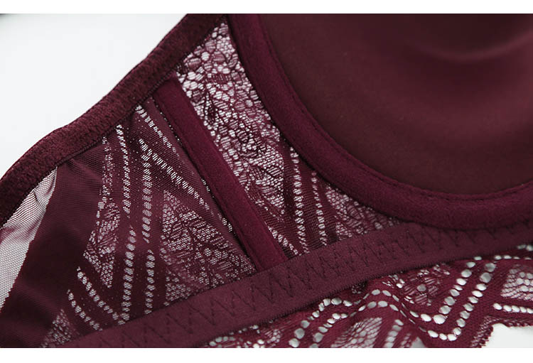 Hollow Lace Push-up Bra and Panty Set for Women