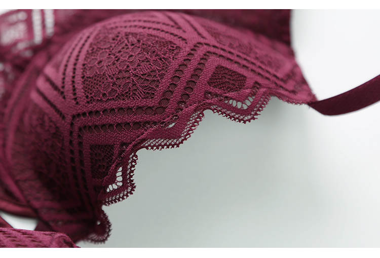 Hollow Lace Push-up Bra and Panty Set for Women