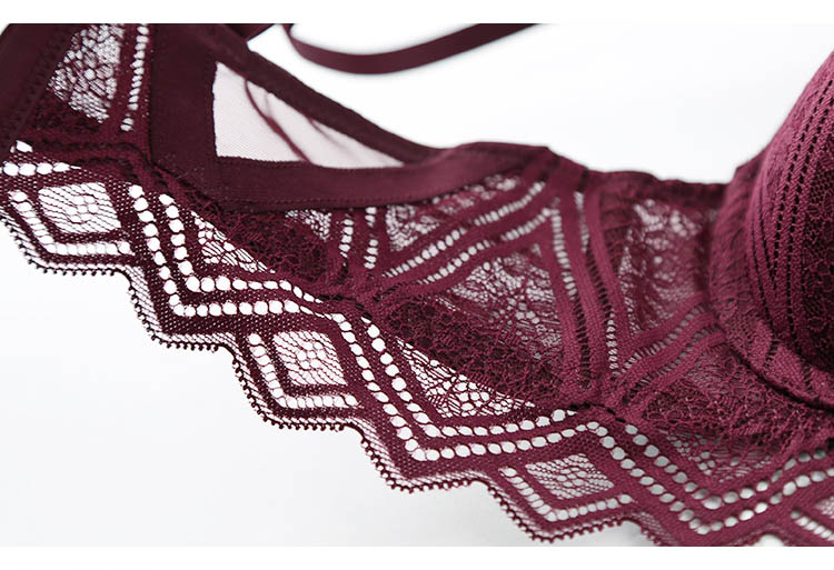 Hollow Lace Push-up Bra and Panty Set for Women