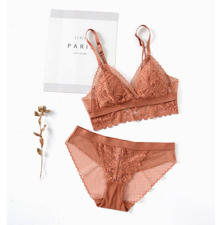 Embroidered Lace Push-up Bra and Panty Lingerie Set for Women