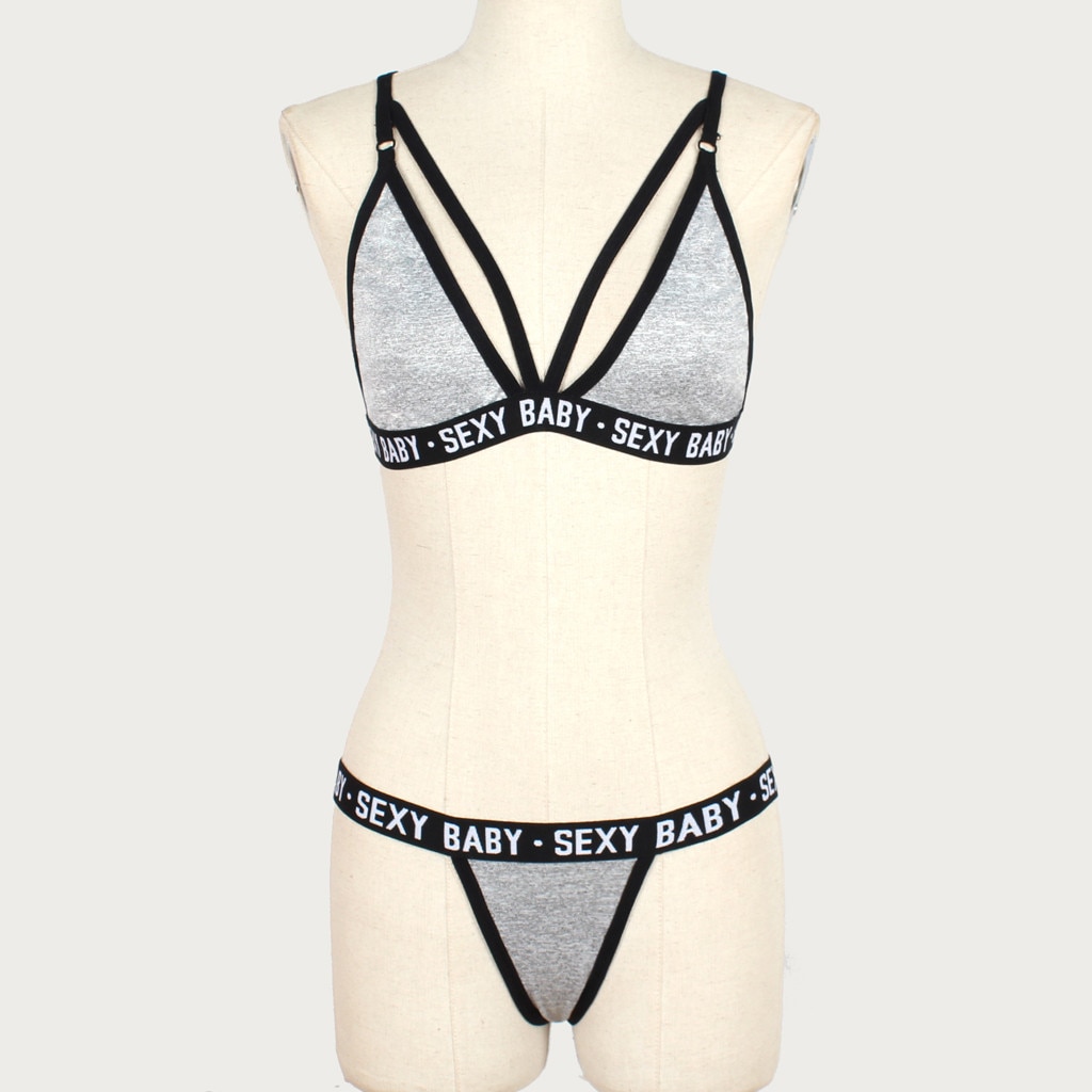 Women's Solid Color Sexy Underwear Set with Bra and G-String