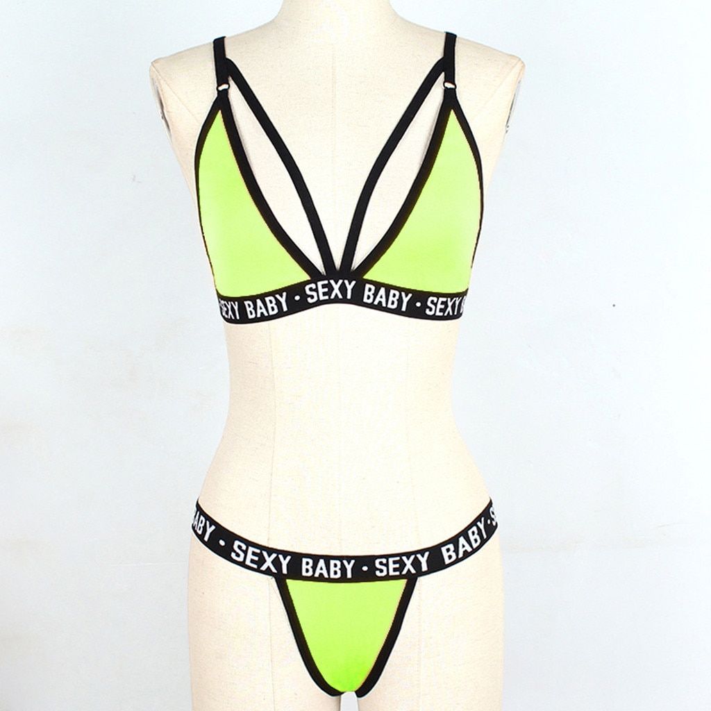 Women's Solid Color Sexy Underwear Set with Bra and G-String