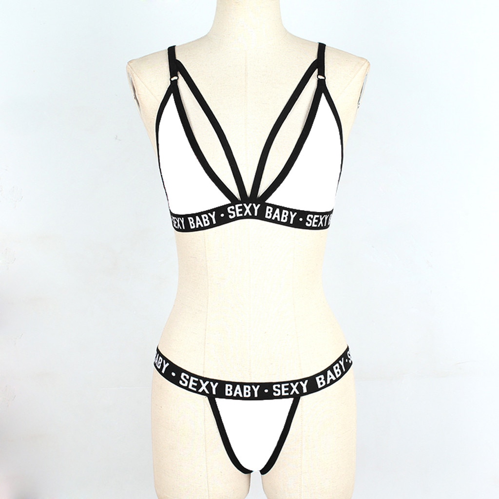 Women's Solid Color Sexy Underwear Set with Bra and G-String