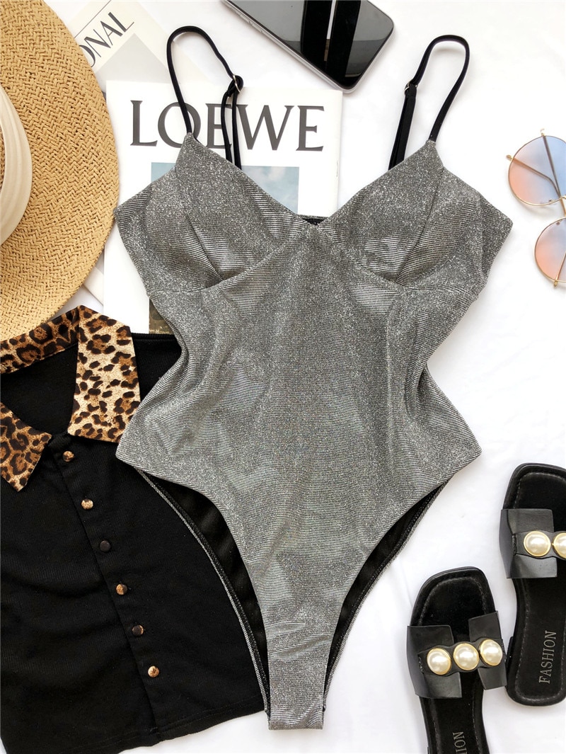 Shiny Women's High Cut Bodysuit