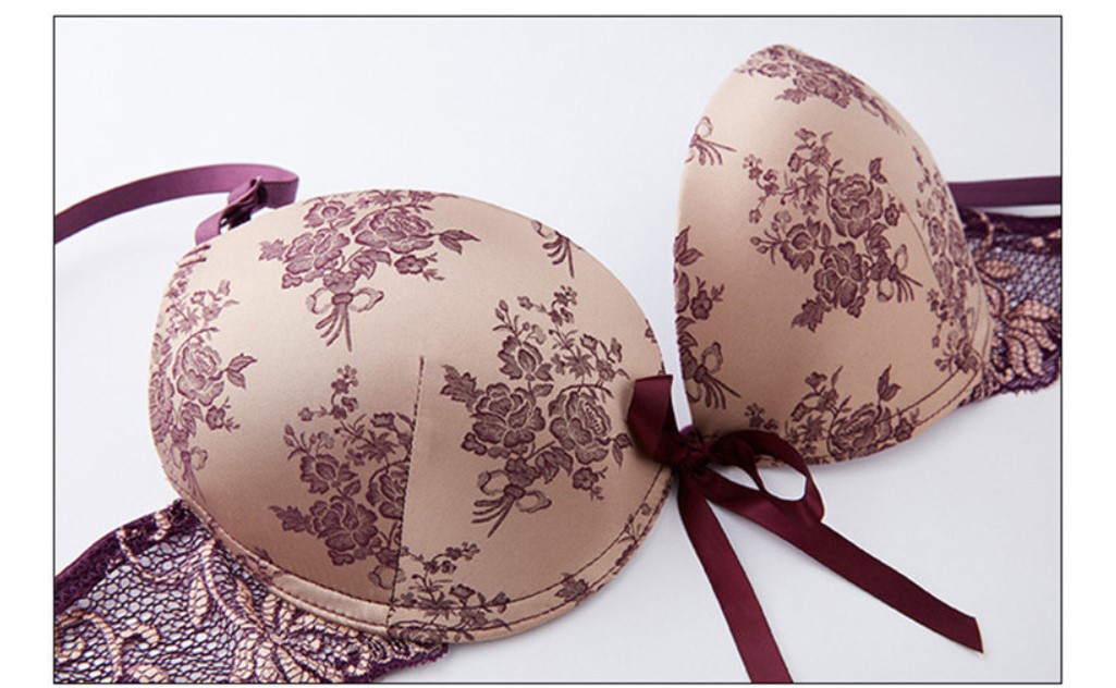 Women's Satin Push-Up Bra and Panties Set