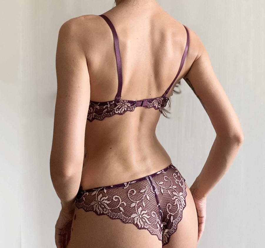 Women's Satin Push-Up Bra and Panties Set