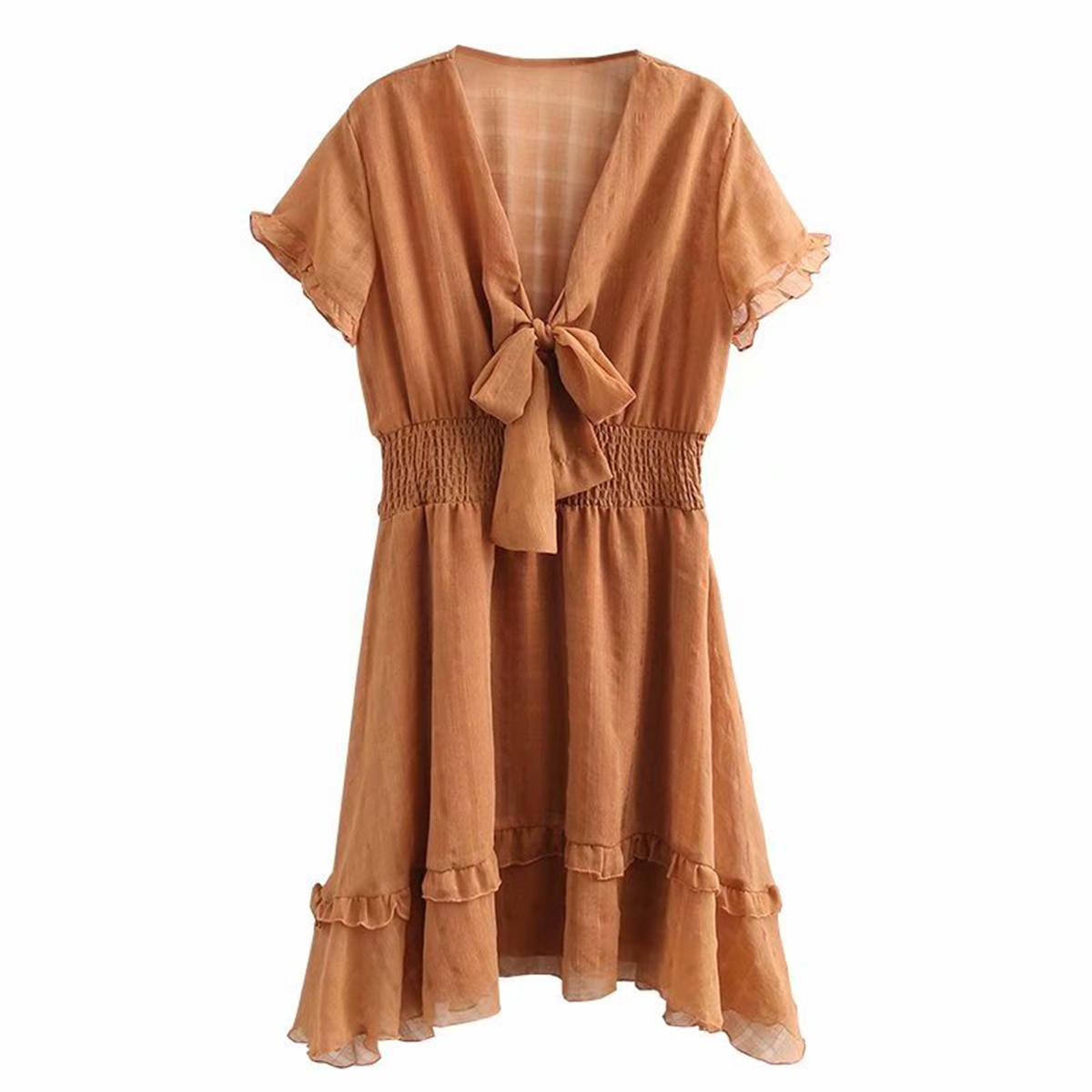 Earth Me Ruffled Cotton Mini Beach Dress