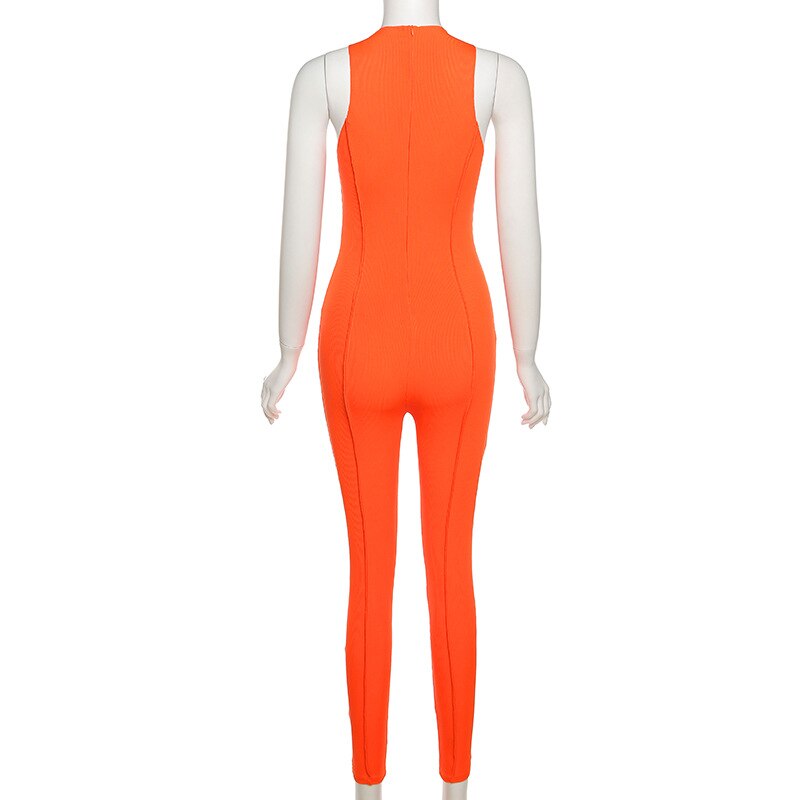 Women's Casual Sleeveless Elastic Jumpsuit