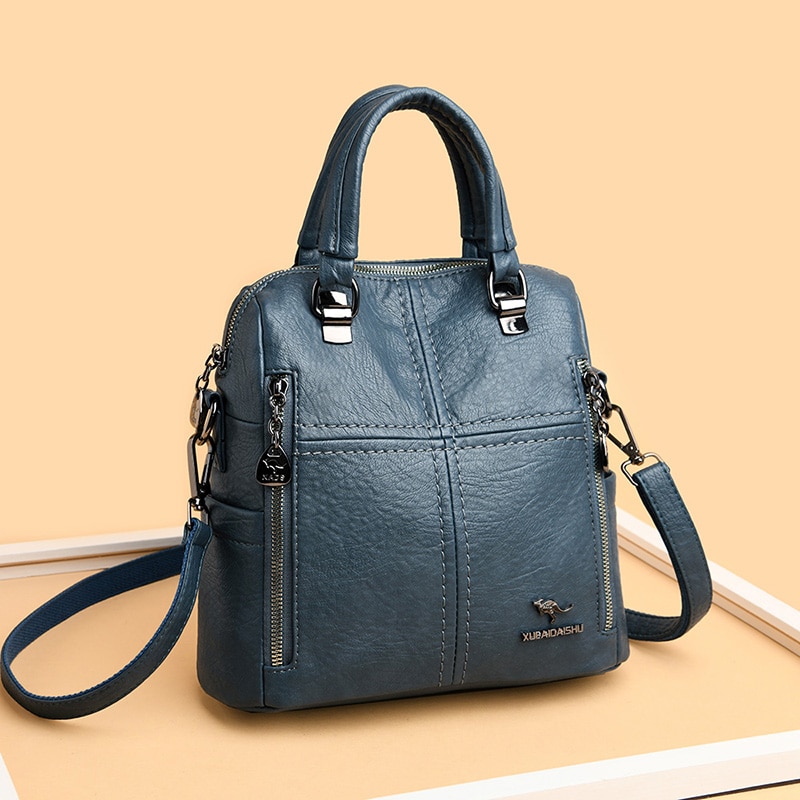 Women' Leather Shoulder Backpack