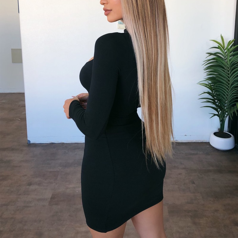 Women's High Neck Hollow Out Dress