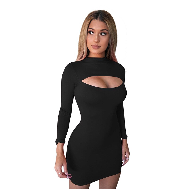 Women's High Neck Hollow Out Dress